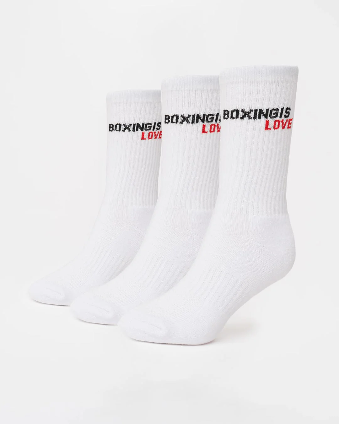 Boxing Is Love Crew Socks (3 Pairs) - White