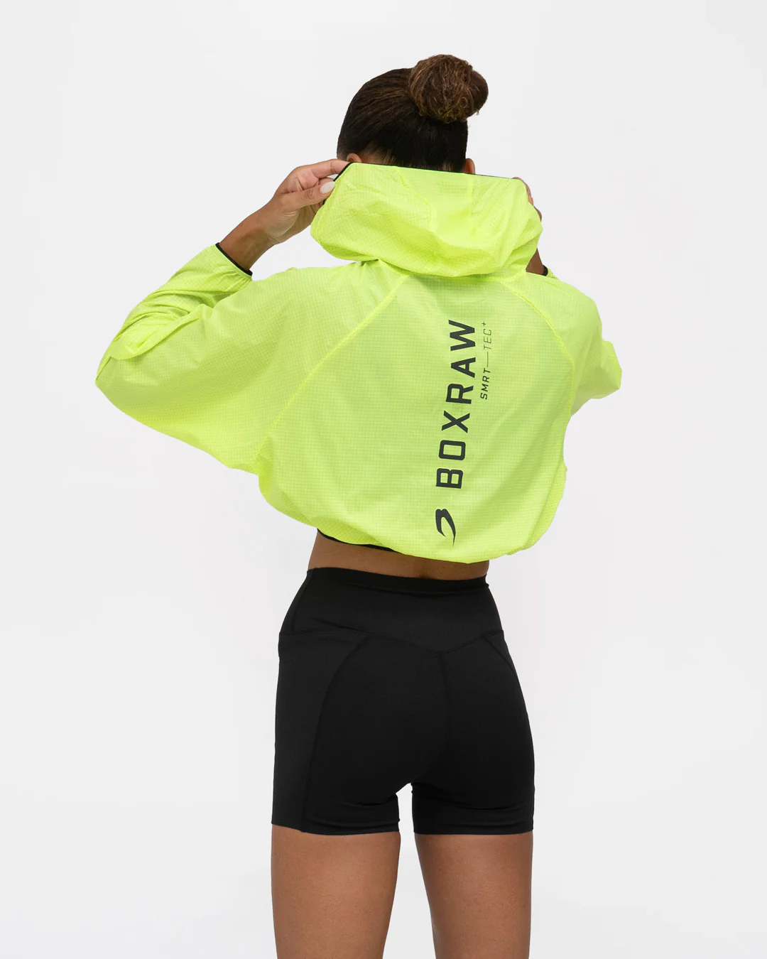 Genaro Cropped Windbreaker Hoodie - Neon Yellow