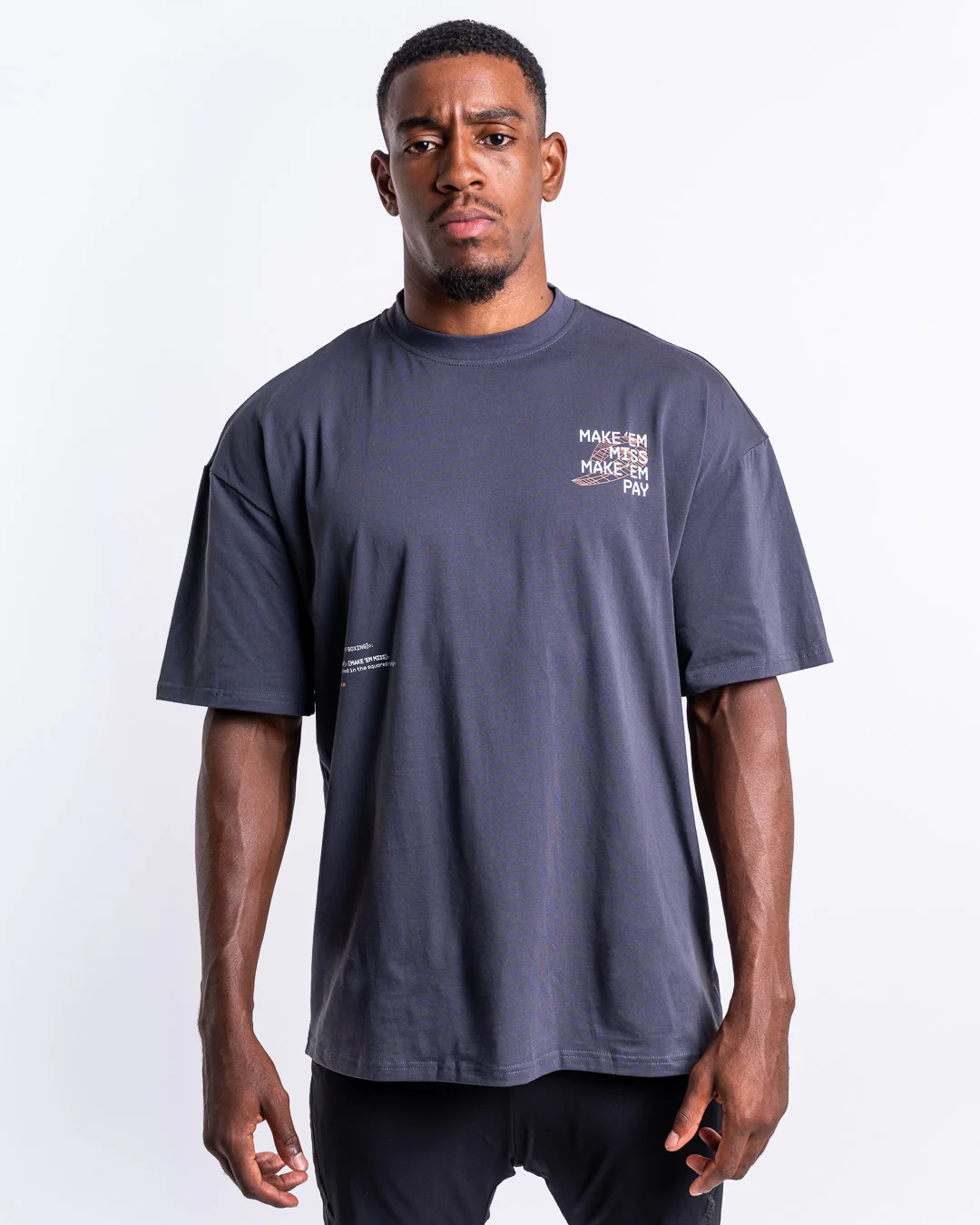 Make 'Em Miss Oversized T-Shirt - Charcoal - Image 2