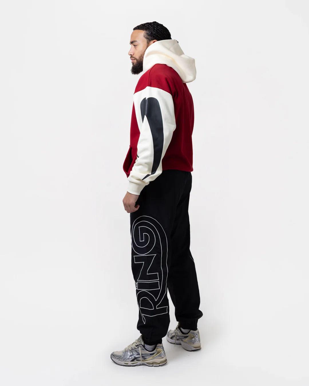 Ring x BOXRAW Oversized Hoodie - Red/Beige - Image 2