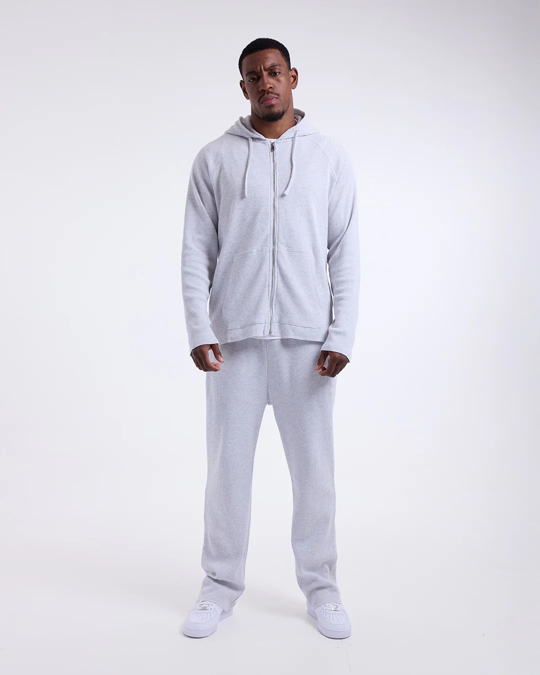 Tunero Waffle Zip Hoodie - Grey - Image 2
