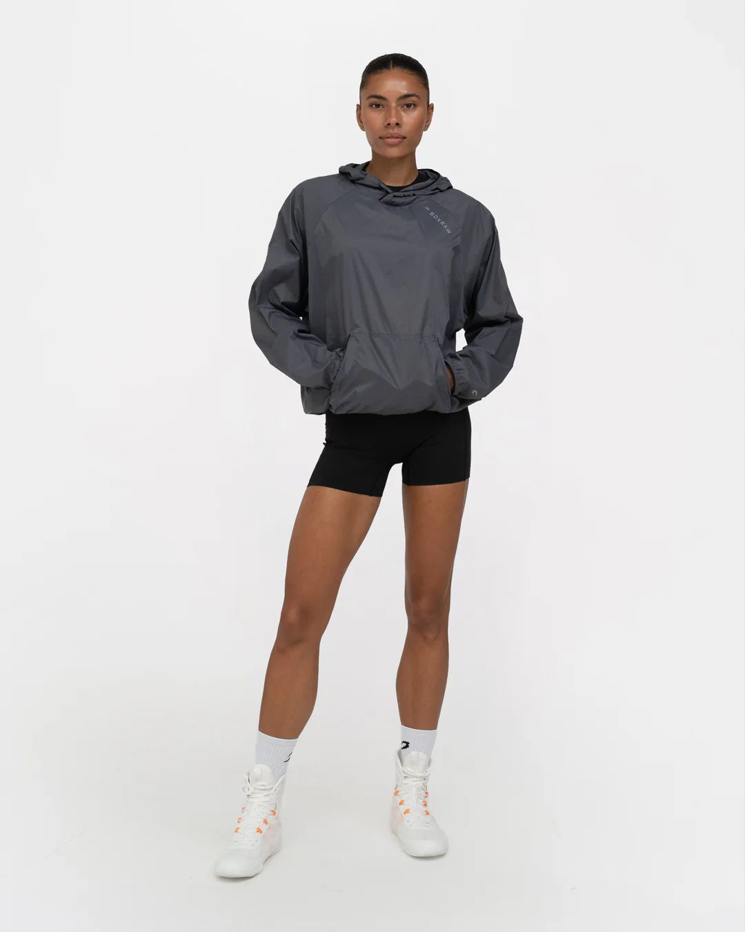 Genaro Oversized Windbreaker Hoodie - Charcoal - Image 2